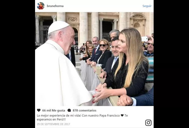 Brunella Horna llegó a explanada de Huanchaco para misa del papa en Trujillo