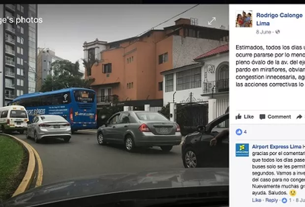 Miraflores: bus que transporta pasajeros del aeropuerto estaciona en lugares prohibidos