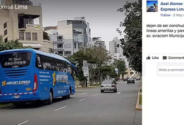 Miraflores: bus que transporta pasajeros del aeropuerto estaciona en lugares prohibidos
