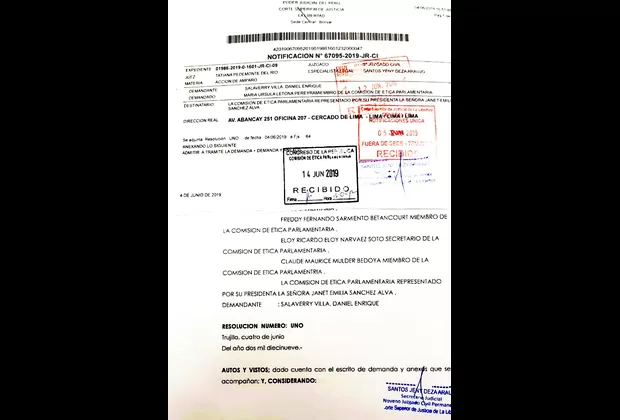 Caso Daniel Salaverry: Poder Judicial notificó a Ética sobre admisión de acción de amparo