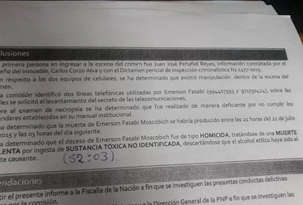 Emerson Fasabi: Comisión de Fiscalización concluye que fue envenenado