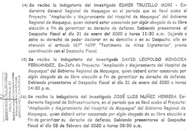 Caso Hospital de Moquegua: Ministro Edmer Trujillo será interrogado este viernes