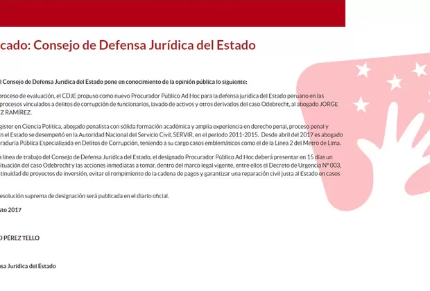 Caso Lava Jato: Jorge Miguel Ramírez es el nuevo procurador ad hoc
