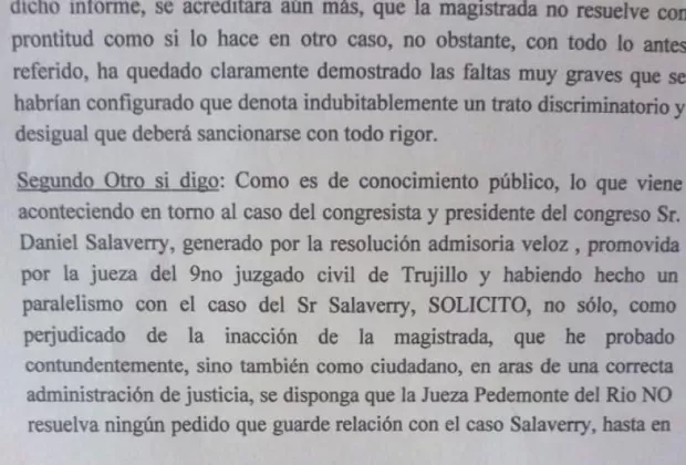 Salaverry: presentan queja contra jueza por presuntas irregularidades en acción de amparo