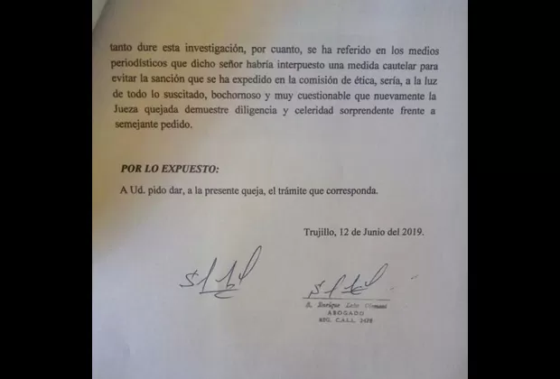 Salaverry: presentan queja contra jueza por presuntas irregularidades en acción de amparo