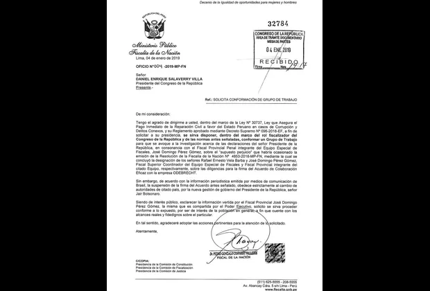 Chávarry insta a Congreso a investigar declaración de Vizcarra sobre Odebrecht