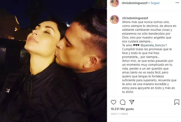 Christian Domínguez envío emotivo mensaje a Pamela Franco por muerte de su madre