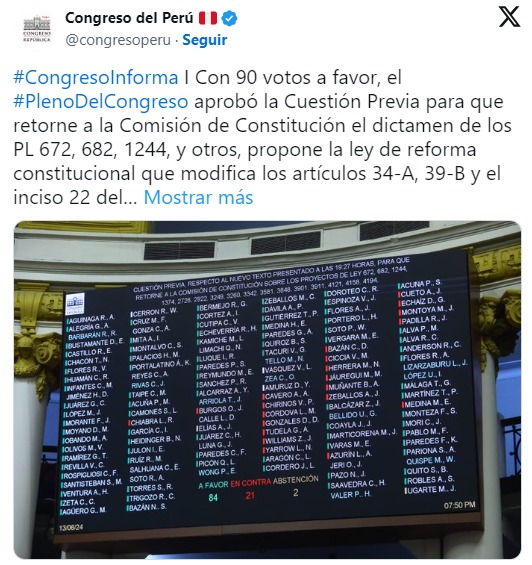 Regresa a comisión la ley que impide postular a sentenciado - América Noticias