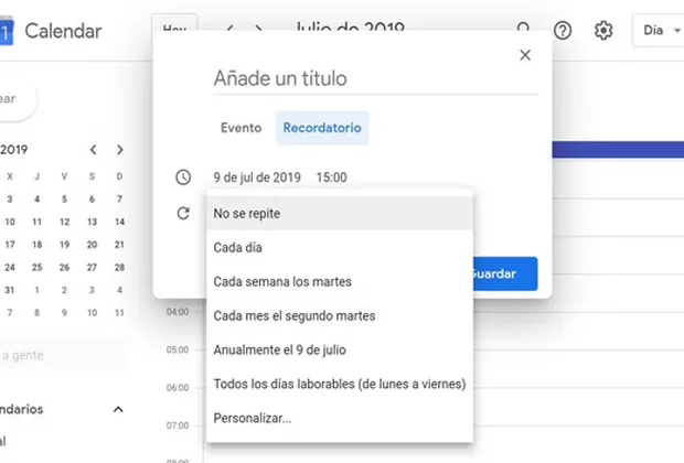 como añadir un recordatorio a Google Calendar