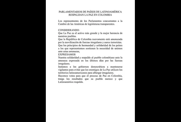 Congresistas de América Latina muestran respaldo y solidaridad a Colombia