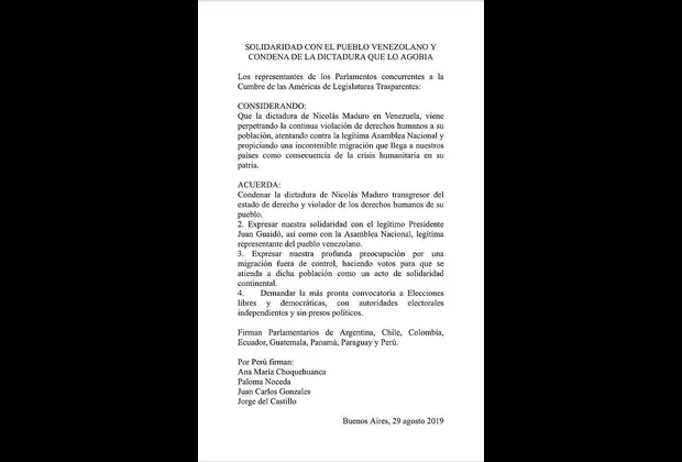 Congresistas de América Latina muestran respaldo y solidaridad a Colombia