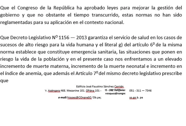 Congreso: piden declarar en emergencia el sector salud por 90 días