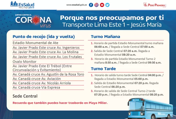 Cuarentena por coronavirus: EsSalud dispone 6 rutas para trasladar a personal de salud en Lima