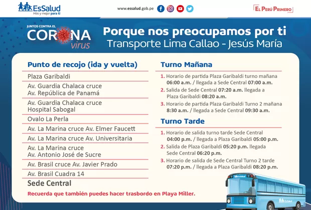 Cuarentena por coronavirus: EsSalud dispone 6 rutas para trasladar a personal de salud en Lima