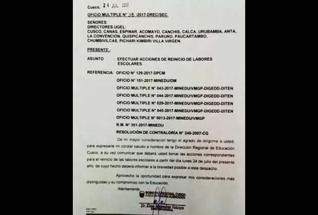 Cusco: a partir de mañana descontarán remuneraciones a profesores en huelga