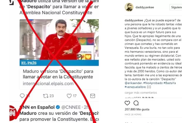 Daddy Yankee molesto por versión de 'Despacito' que presentó Nicolás Maduro