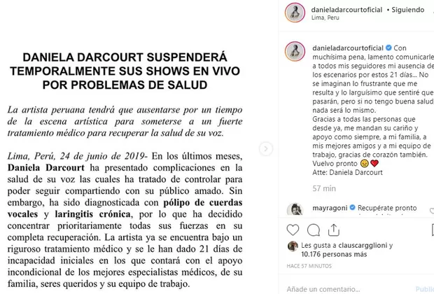 Daniela Darcourt pólipos