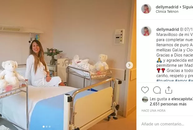 Delly Madrid compartió foto junto a sus mellizas