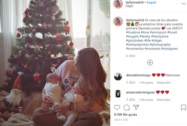 Delly Madrid mostró a sus mellizas en foto navideña 