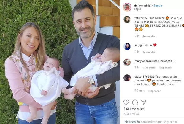 Delly Madrid mostró a sus mellizas en foto navideña 