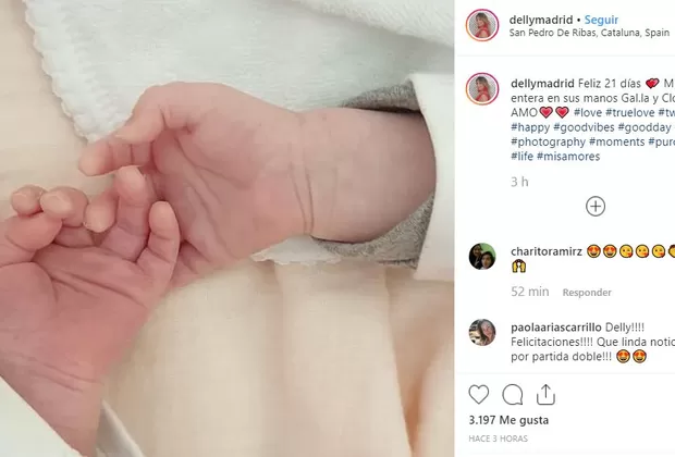 Delly Madrid publicó tierna foto de sus mellizas 