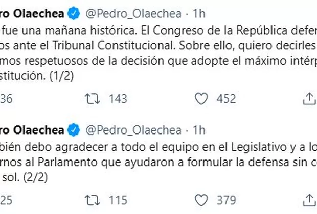 Demanda competencial: Olaechea afirma que 