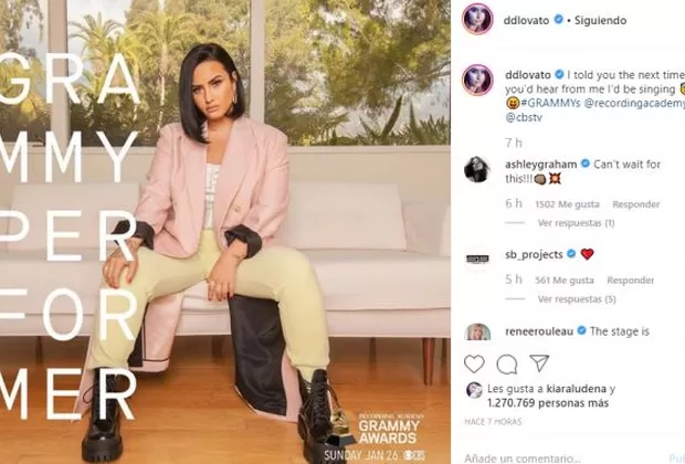 Demi Lovato regresará a los escenarios en la gala de los Grammy