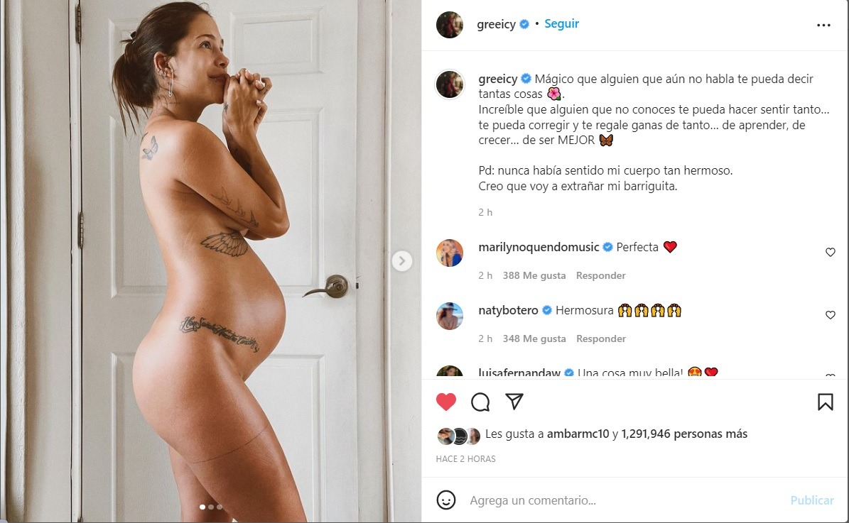 Greeicy Rendón presume su avanzado embarazo en tiernas fotos al desnudo  rmmn 