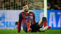 Barcelona vs. Atl&eacute;tico de Madrid. Gerard Piqu&eacute; estar&aacute; cuatro semanas sin jugar tras confirmarse que sufre una fisura en la cadera.