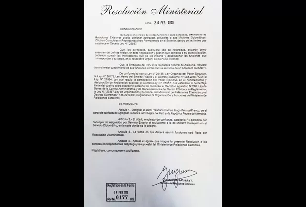 Designan a Francesco Petrozzi como agregado cultural de Perú en Alemania