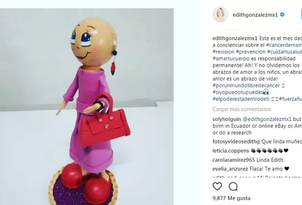 Edith González publicó este mensaje en apoyo a la lucha contra el cáncer