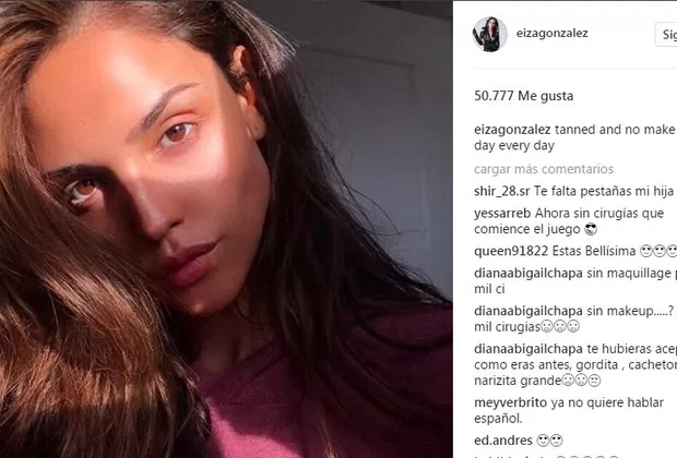 Eiza González se dejó ver en redes sociales sin una gota de maquillaje 