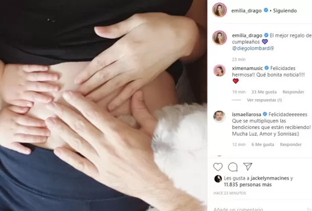 Emilia Drago anunció su segundo embarazo con tierna imagen 
