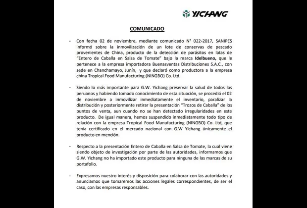 Empresa dueña de Florida y Compass respondió por caso de conservas contaminadas