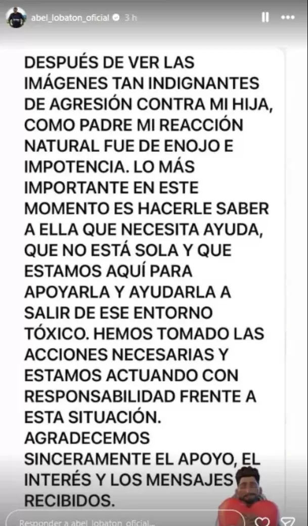 Comunicado de Abel Lobatón tras agresión contra Samahara Lobatón / Instagram Comunicado de Abel Lobatón tras agresión contra Samahara Lobatón / Instagram