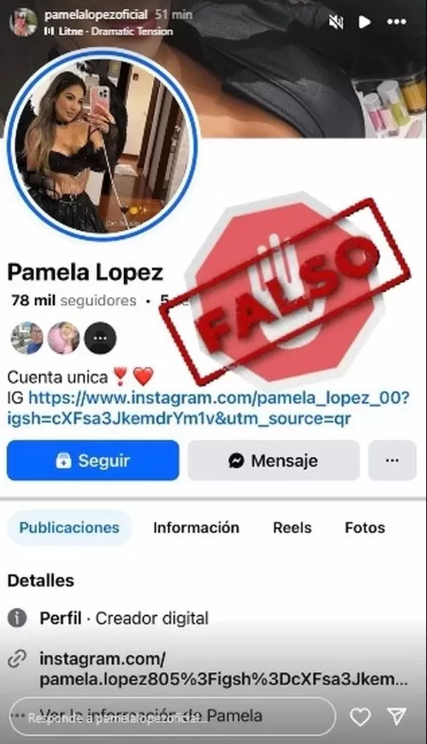 Pamela López hizo grave denuncia en redes sociales. fuente: Instagram
