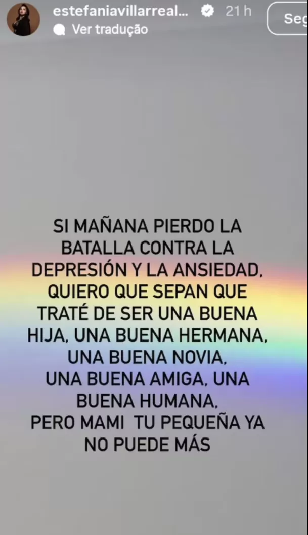 Mensaje de Estefanía Villarreal de 'Rebelde' sobre la depresión y ansiedad / IG: @estefaniavillarrealvillarreal Mensaje de Estefanía Villarreal de 'Rebelde' sobre la depresión y ansiedad / IG: @estefaniavillarrealvillarreal