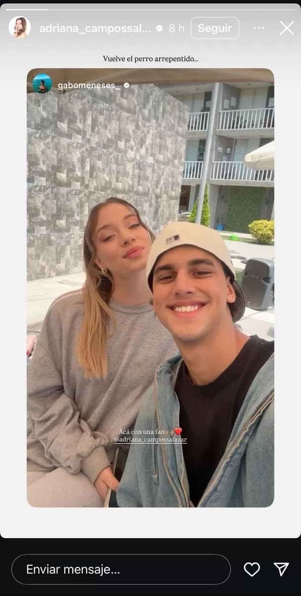 Gabriel Meneses y Adriana Campos Salazar se reencontraro en los sets de grabación de 'Al fondo hay sitio'. Foto: Instagram Gabriel Meneses y Adriana Campos Salazar se reencontraro en los sets de grabación de 'Al fondo hay sitio'. Foto: Instagram