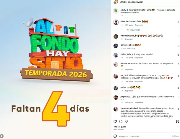 El próximo lunes 16 de marzo a las 9:00 p.m. se estrenará de la decimotercera temporada de 'Al fondo hay sitio'. Foto:  Instagram