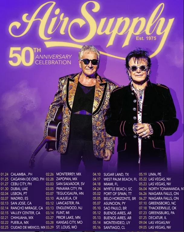 Air Supply en Lima: Show de sus 50 años en Costa 21/ Instagram