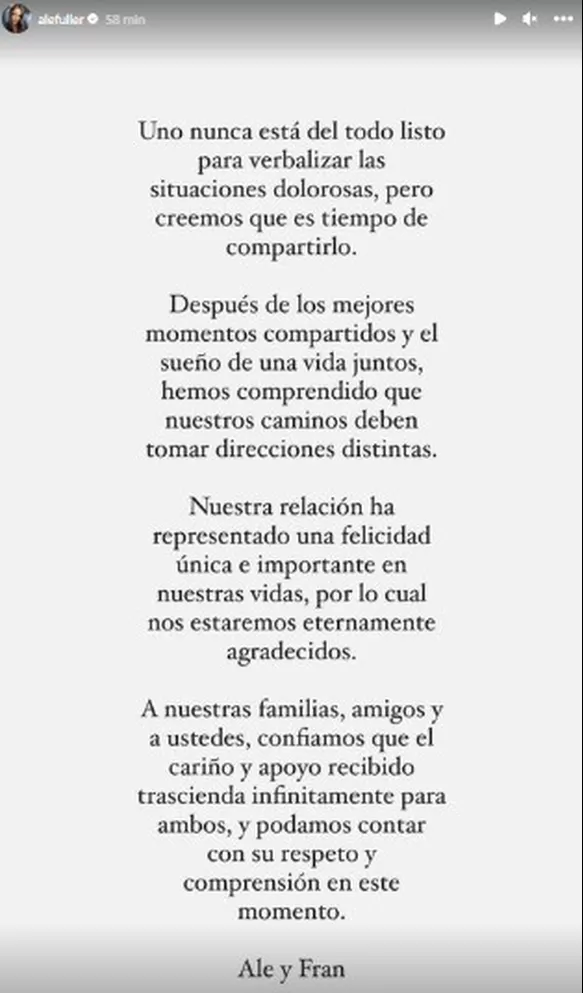 Ale Fuller: ¿Qué estaba haciendo Francesco Balbi mientras actriz anunciaba ruptura?