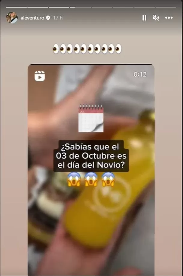 Ale Venbturo hizo esta publicación en Instagram acerca de la celebración del día del novio este 3 de octubre / Foto: Instagram