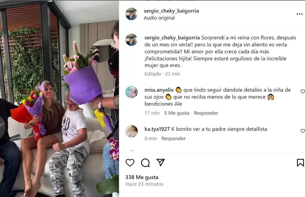 Alejandra Baigorria recibió adorable sorpresa de su papá por compromiso con Said Palao