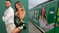 Alejandra Baigorria 'invade' tren eléctrico con enorme publicidad