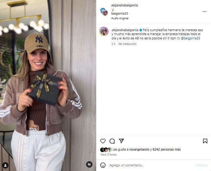 Alejandra Baigorria anunció sorpresa para su hermano Sergio. Fuente: Instagram