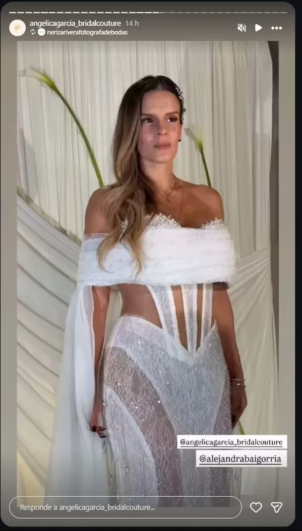 A un año de su matrimonio con Said Palao, la exchica reality volvió a lucir un vestido de novia que dejó a más de uno sin aliento. Video: Instagram @angelicagarcia_bridalcouture