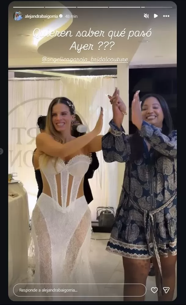 A un año de su matrimonio con Said Palao, la exchica reality volvió a lucir un vestido de novia que dejó a más de uno sin aliento. Video: Instagram @angelicagarcia_bridalcouture