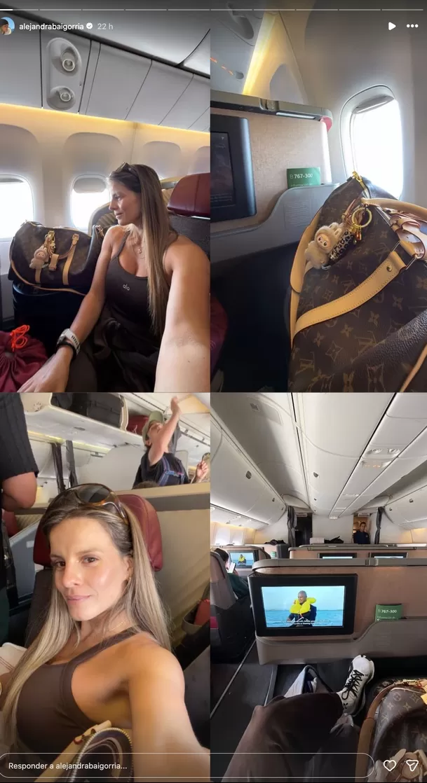 Alejandra Baigorria compartió en redes sociales imágenes a bordo de un avión. Foto: Instagram