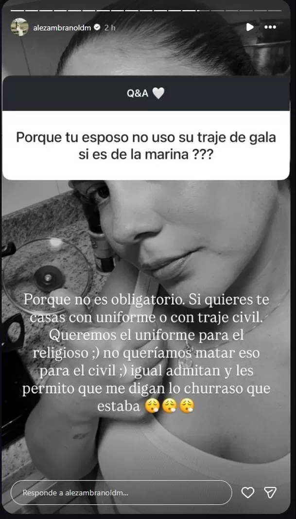 La influencer respondió con humor a una usuaria que elogió el físico de su flamante esposo, Manolo, y terminó lanzando una inesperada frase que desató risas entre sus seguidores. Video: @aleskazambranoldm