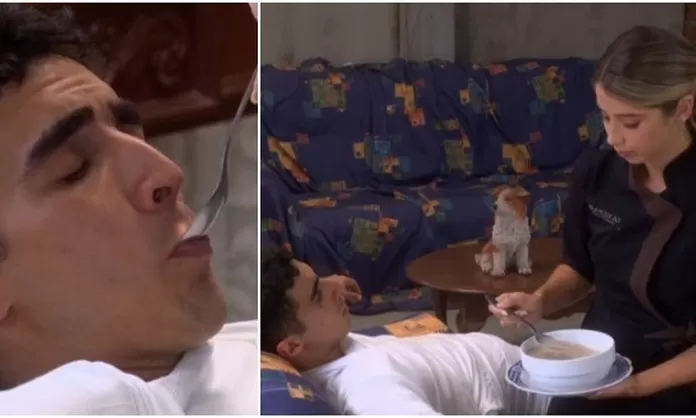 Alessia se convirtió en enfermera de Jimmy y le dio de comer en la boca
